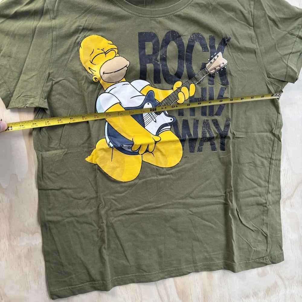 The‎ Simpsons Homer Rock This Way Shirt Mens XL Green Guitar Graphic Tee T-Shirt